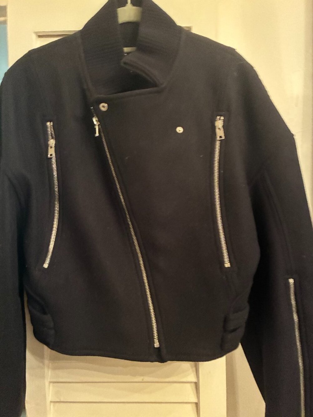 BLACK  ZIPPERED  MOTO JACKET